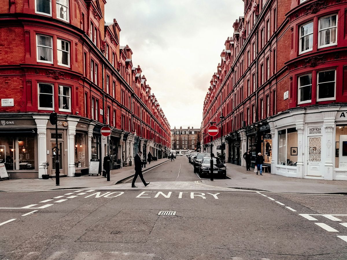 A red-brick street in Mayfair